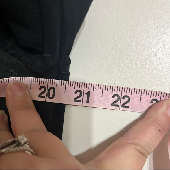 Women’s Cos Black 3/4 Sleeve Knee Length Dress Front Leather Panel Size Medium - Picture 4 of 7